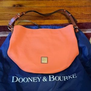 Salmon pebbled leather hobo bag